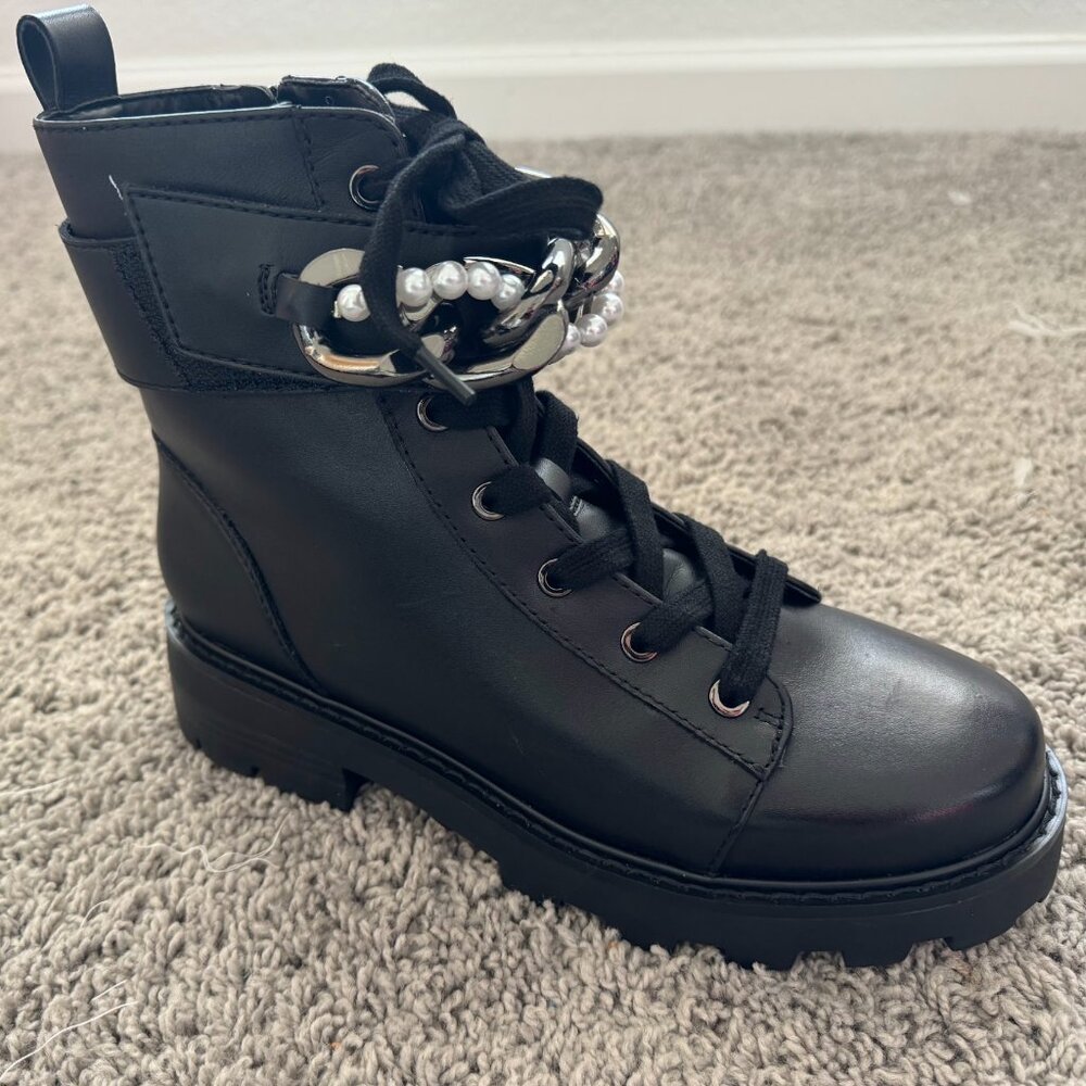 New Karl Lagerfeld Diamond, Pearl Leather Boots